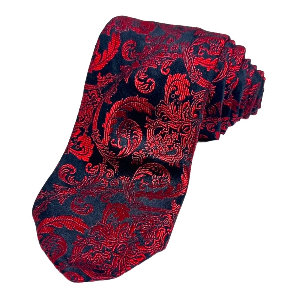 MEN'S NECKTIE - CITY OF LONDON { TOTAL LENGHT: 56 " } RED & BLACK